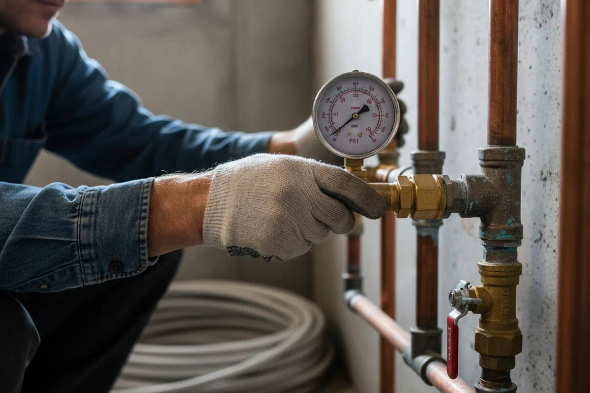 Pressure testing a repaired line during Water Line Repair in New Kent